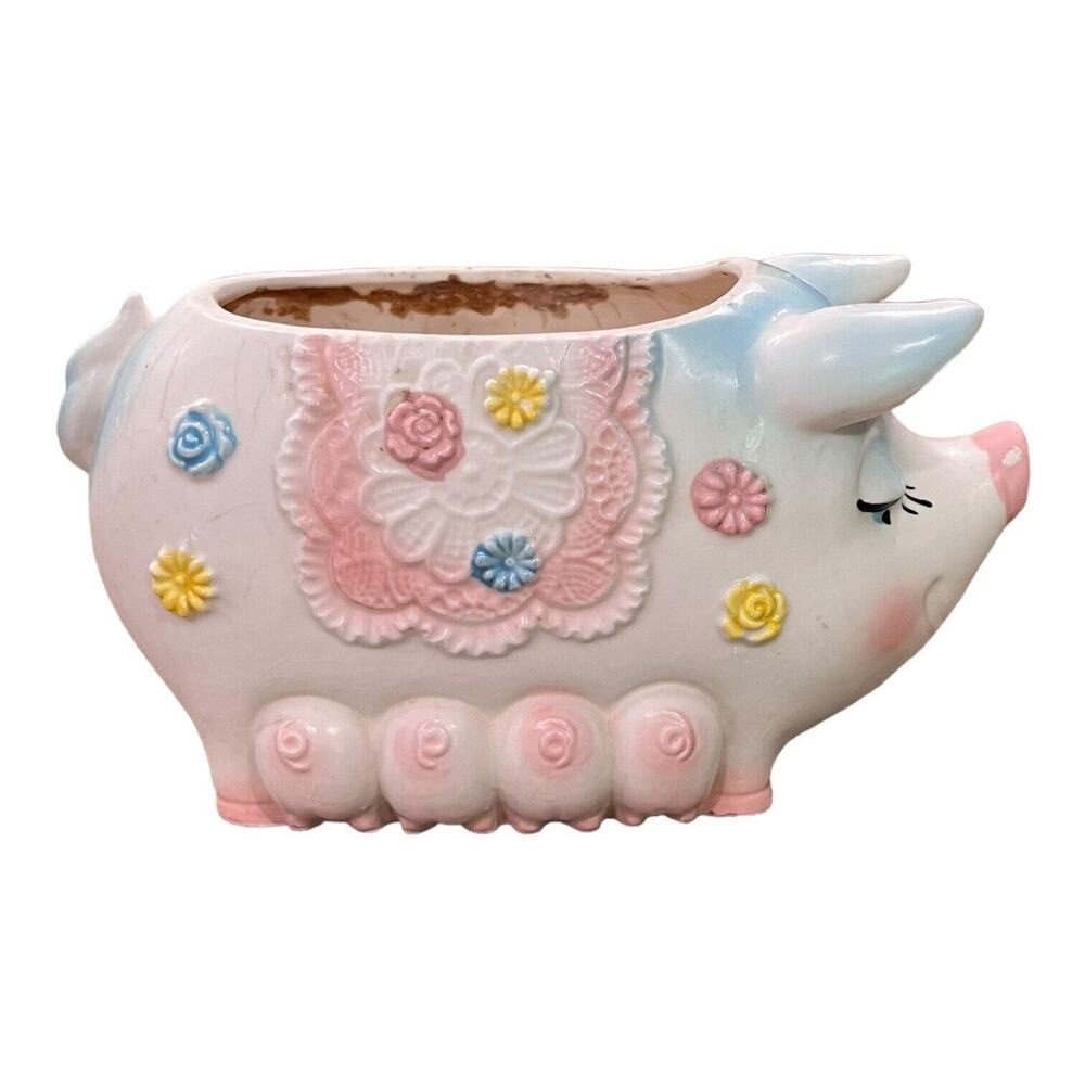 Vintage Kitschy Japan Anthropomorphic MCM Mama Pig & Piglets Napco Planter - Picture 3 of 9